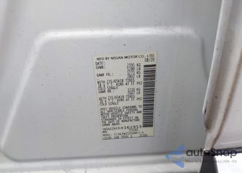 2020 Nissan Murano S Intelligent Awd z USA, uszkodzony, nr VIN 5N1AZ2AS3LN161953